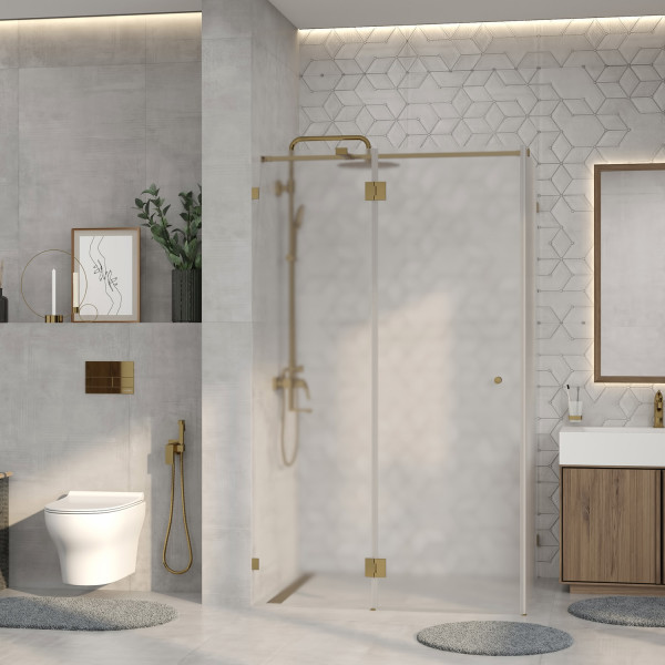 Душевой уголок WasserKRAFT Ems 120x90x200 правосторонняя стекло матовое, профиль золото глянцевое (76H07R-MG)