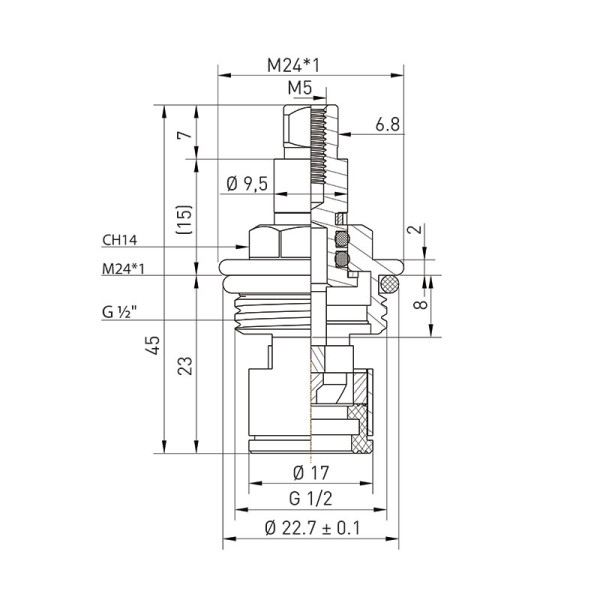 Кран-букса Melodia керамика 1/2" квадрат 30гр (подх. к Ex-Promt) 2шт/уп (MKP34117BL)