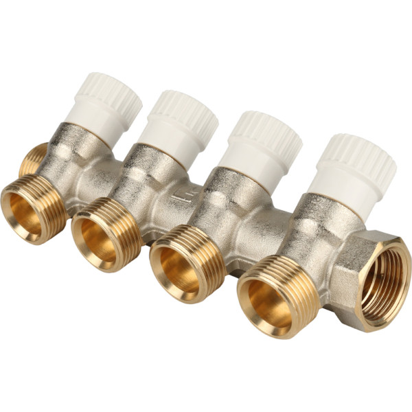 Коллектор 4 отвода регулируемый 1"x1/2"(16) Stout (никель) (SMB-6851-011204) Коллектор 4 отвода регулируемый 1"x1/2"(16) Stout (никель) (SMB-6851-011204)
