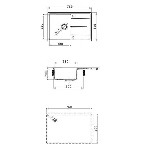Мойка для кухни Abber Quarz 51x78x21,7 черная (AQ2904B) Мойка для кухни Abber Quarz 51x78x21,7 черная (AQ2904B)