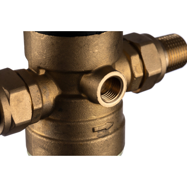 Фильтр самоочищающийся с редуктором Гейзер-Бастион 7508155233 3/4" (прозрачный корпус, со сгонами, без манометра) (32681)