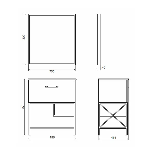 Зеркало Comforty Бредфорд 750x40x800 черный (00004149062) Зеркало Comforty Бредфорд 750x40x800 черный (00004149062)