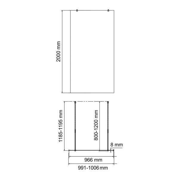 Душевое ограждение WasserKRAFT Vechte 96-100x200 стекло матовое, профиль черный (60W44MB-MG)