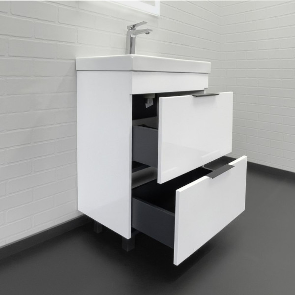 Тумба напольная Comforty Дуэт 610x860x395 дуб темно-коричневый матовый с раковиной (00-00018648)