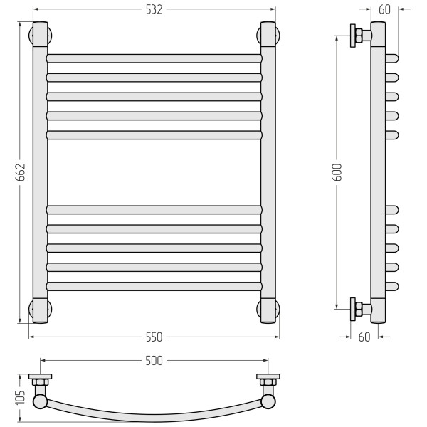 Полотенцесушитель водяной Сунержа Богема + 600x500 матовый белый (30-0221-6050)