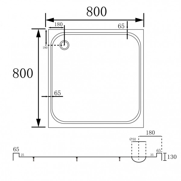 Душевой поддон Abber 80x130x80 белый (AD3D080)