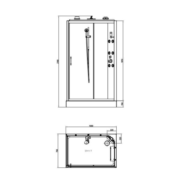 Кабина гидромассажная BandHours Sphera R 100х70х217