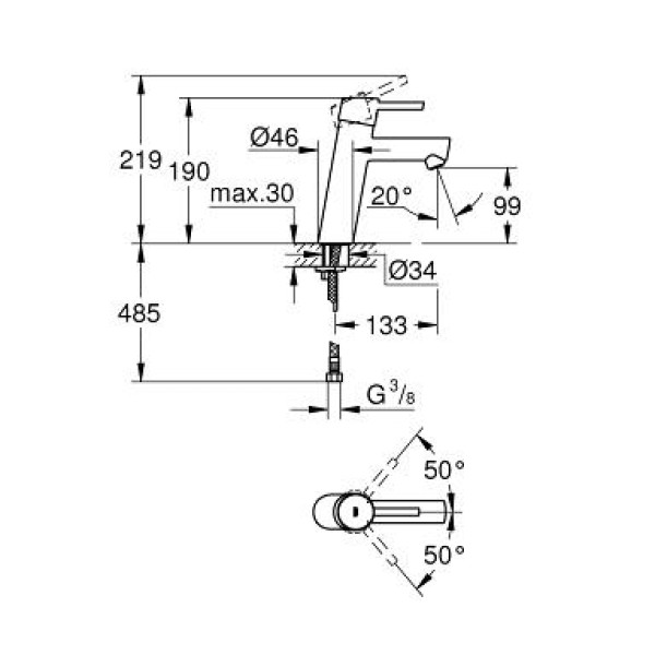 Смеситель для раковины Grohe Concetto (23451001)