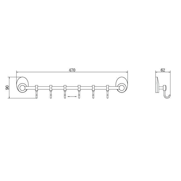Вешалка Fashun 6 Крючок Fashun . подвижные хром (A1615-6)