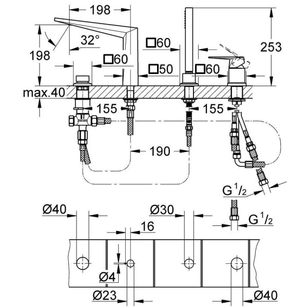 Смеситель для ванны и душа Grohe Allure Brilliant (19787AL1) Смеситель для ванны и душа Grohe Allure Brilliant (19787AL1)