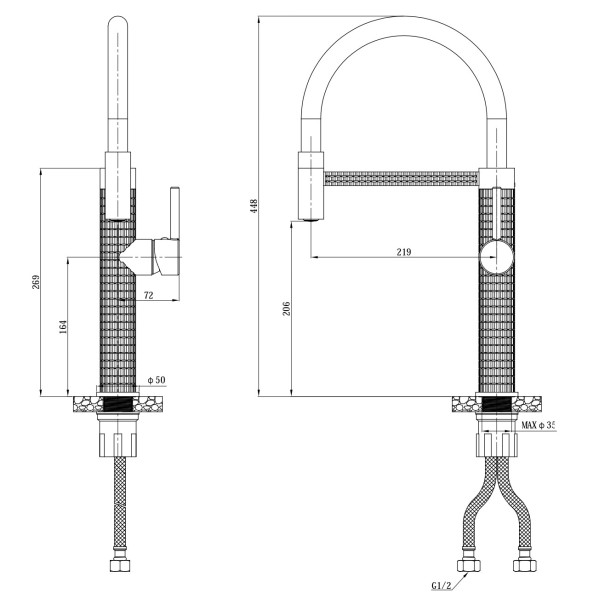 Смеситель для кухни Esko черный (K51B)