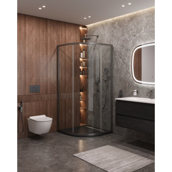 Душевой уголок Cezares Molveno 90x90x195 стекло прозрачное, профиль оружейная сталь (MOLVENO-R-1-90-C-GM-IV)