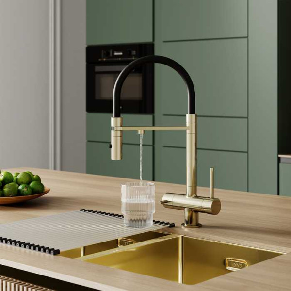 Смеситель для кухни Iddis Ace с фильтром и гибким изливом золотой (ACEMGFFi05) Смеситель для кухни Iddis Ace с фильтром и гибким изливом золотой (ACEMGFFi05)