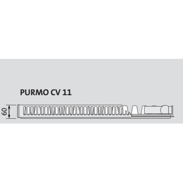 Радиатор стальной Purmo 300*1400 11 CV Ventil Compact нижнее подключение (CV 11-300-1400)