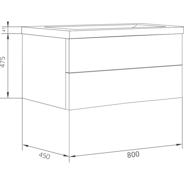 Тумба подвесная Marka One Push 800*450*516 бетон (У55906)