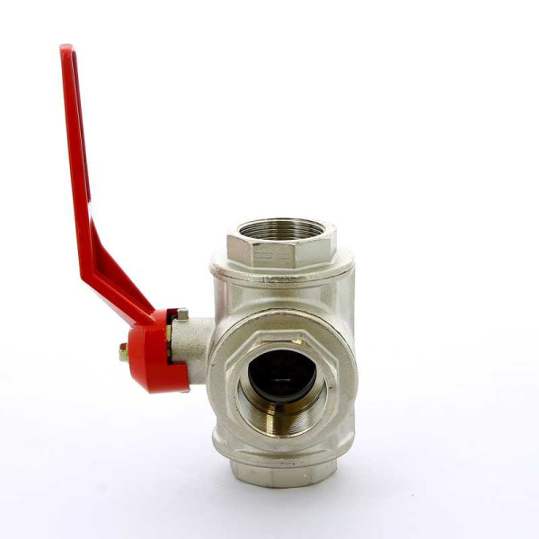 Кран Itap 1 1/2" шаровый трёхходовой L-порт (красная ручка-рычаг) (1280112L)