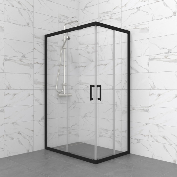Душевой уголок Triton Фикс-Блэк 120x90  стекло прозрачное, профиль черный (DK446)