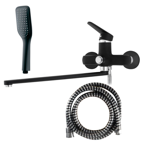 Смеситель для ванны и душа Melodia Moderno Black с душевым гарнитуром (MDV35141_bk) Смеситель для ванны и душа Melodia Moderno Black с душевым гарнитуром (MDV35141_bk)