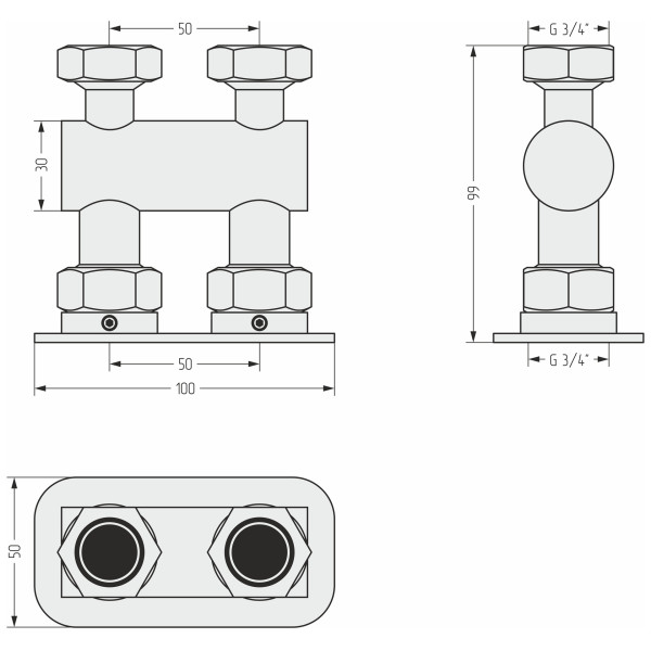 Модуль Сунержа 2х3/4" прямой EU50 матовый черный (31-1539-3434) Модуль Сунержа 2х3/4" прямой EU50 матовый черный (31-1539-3434)