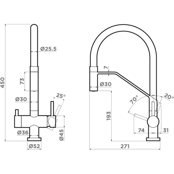 Смеситель для кухни Omoikiri Akeno-BN-BL с переключателем на фильтр черный (4994544)