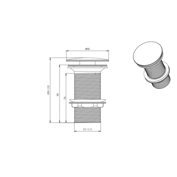 Донный клапан Aquatek оружейная сталь (AQ6000BGM)