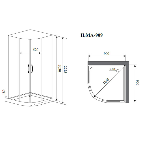 Душевая кабина Timo Ilma 909 90x90x223 стекло прозрачное, профиль хром (ILMA-909) Душевая кабина Timo Ilma 909 90x90x223 стекло прозрачное, профиль хром (ILMA-909)