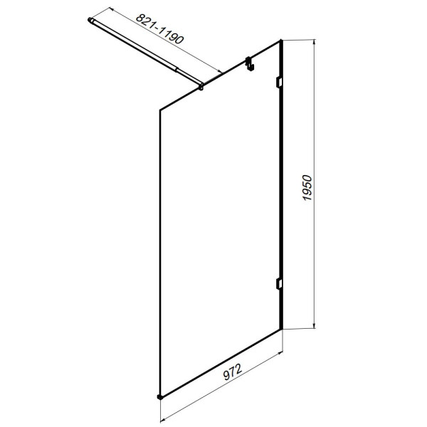 Душевое ограждение AM.PM X-Joy 97,2x195 стекло прозрачное, профиль черный (W94WI-100-F1-BTE)