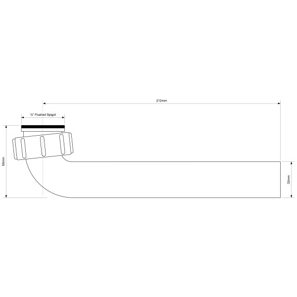 Труба отводная под 90° 1 1/4"*32 мм. (L 212 мм.) McAlpine (HC12-32)