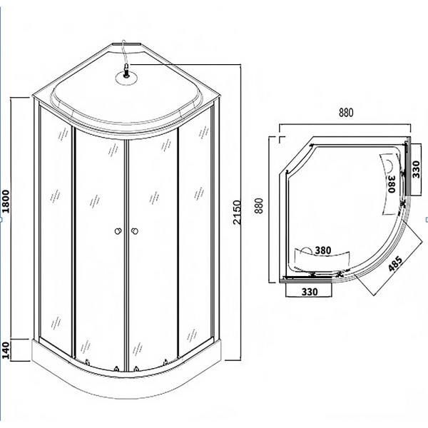 Душевая кабина Loranto 88x88x215 стекло матовое, профиль белый (CS-881ED13TM/W-90)