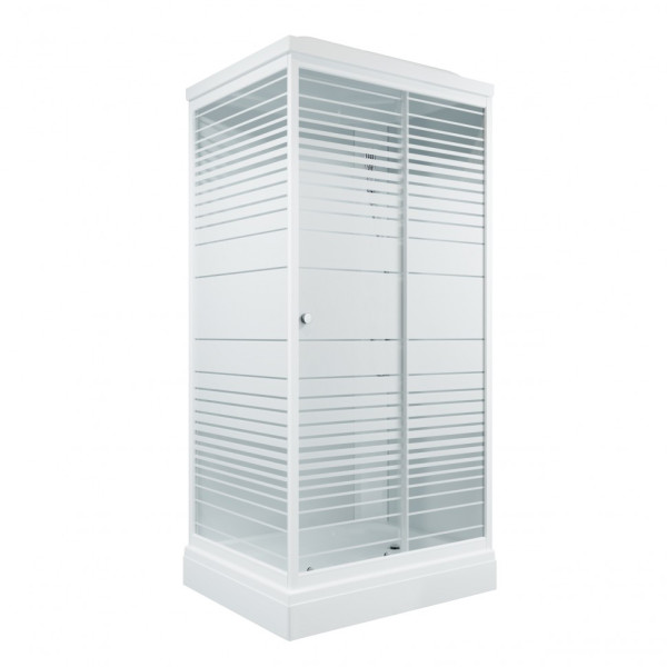 Душевая кабинаTriton Квадро 100x80 стекло прозрачное полосы, профиль белый полосы (DK263)