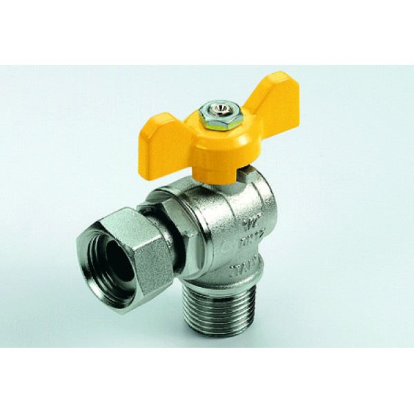 Кран газовый шаровый угловой с накидной гайкой Tiemme 1/2"*1/2" НВ (2220002) Кран газовый шаровый угловой с накидной гайкой Tiemme 1/2"*1/2" НВ (2220002)