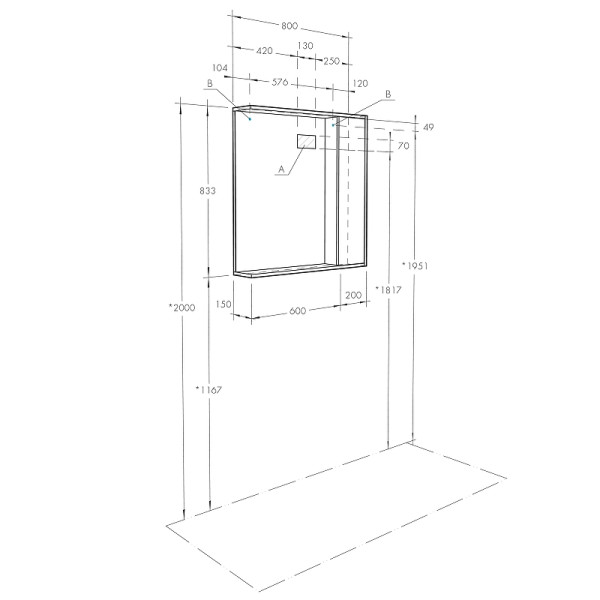 Шкаф зеркальный Aquaton Стоун 80 (1A228302SX010)