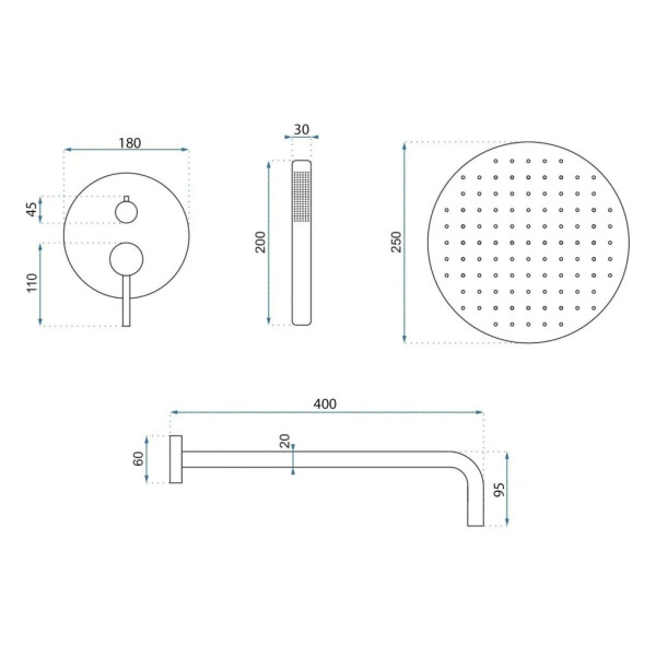 Душевая система Rea Argon + Box Copper mat. (REA-P4330) Душевая система Rea Argon + Box Copper mat. (REA-P4330)