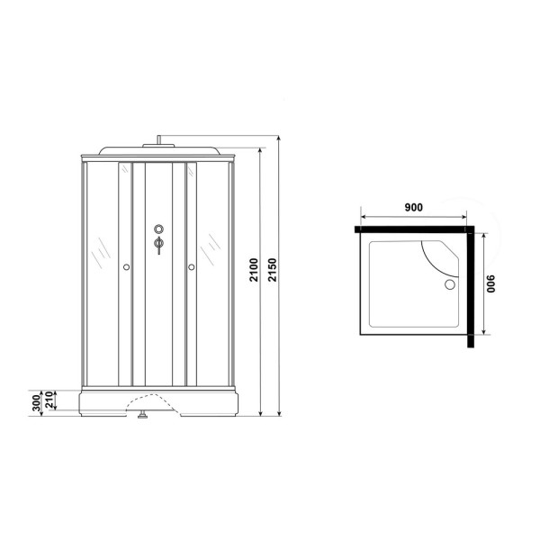 Душевая кабина 90x90 стекло тонированное, профиль хром матовый (E90/26Q/TN)