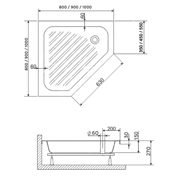 Душевой поддон RGW BT/CL-S 100x100 белый (16180500-51)