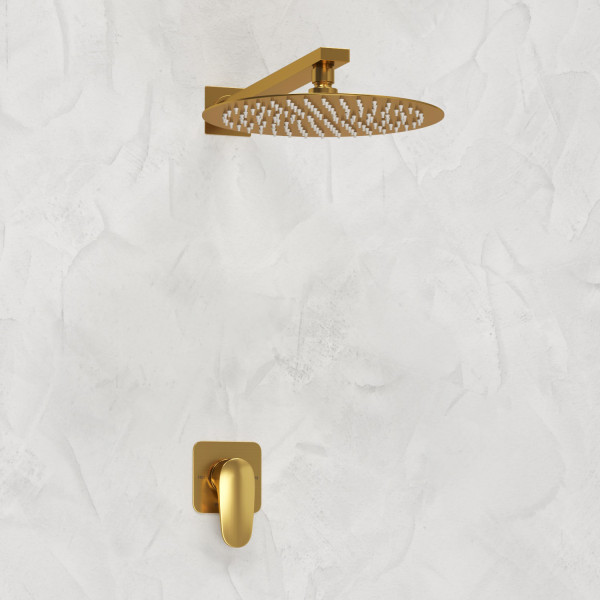 Смеситель для душа встраиваемый с верхней душевой насадкой WasserKRAFT золото матовое (A3651.180.259)