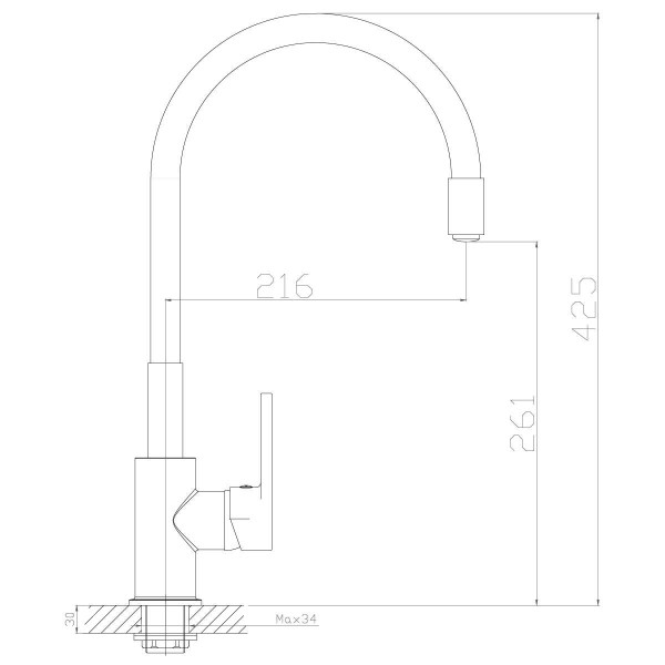 Смеситель для кухни Rossinka Z35-35U с гибким изливом (Z35-35U-Black)