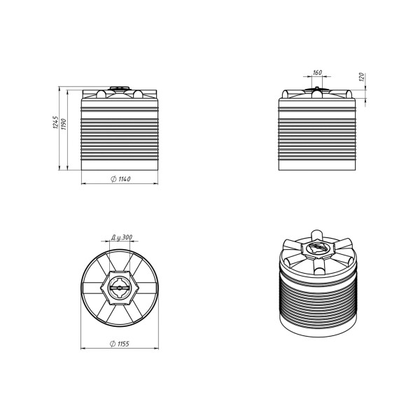 Емкость ЭкоПром ЭВЛ 1000 л. синяя (110.1000.601.0)