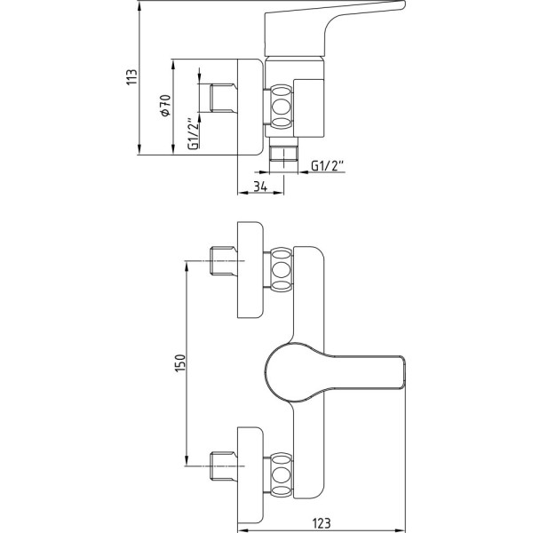 Смеситель для душа E.C.A Luna (102154011EX) Смеситель для душа E.C.A Luna (102154011EX)