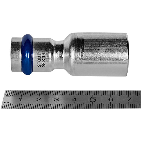 Муфта 28х18 однораструбная Stout SSS-2020 НПр-ВПр (нерж.ст., пресс) SSS-2020-002818 Муфта 28х18 однораструбная Stout SSS-2020 НПр-ВПр (нерж.ст., пресс) SSS-2020-002818