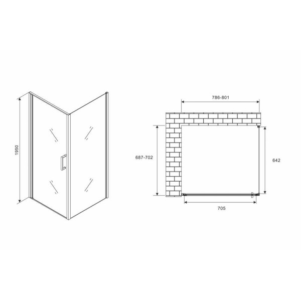 Душевой уголок Abber Sonnenstrand 70x80 стекло прозрачное, профиль профиль хром (AG04080-S70)