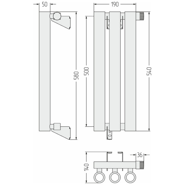 Радиатор стальной Сунержа Кумир 190x500 3 секций черный матовый (31-0351-5003)