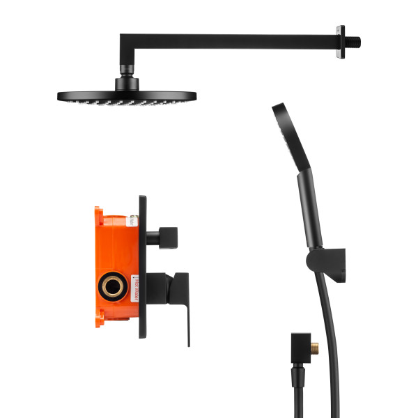 Смеситель для душа Swedbe Platta встраиваемый с верхним душем черный (5554B)