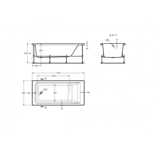 Ванна акриловая Roca Easy 80x170x45 белая (Z.RU93.0.762.4)