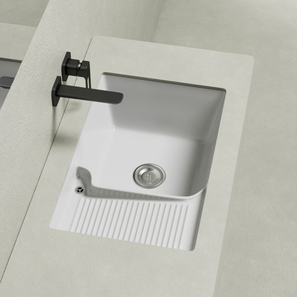 Раковина над стиральной машиной Abber Rechteck 54x42x18 белая (AC2225L)