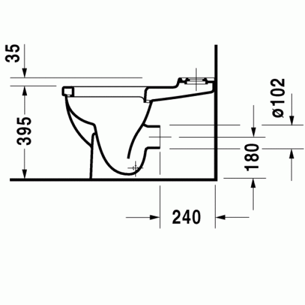 Унитаз напольный Duravit Starck 3 655х370х430 без бачка и сиденья (0128090000)