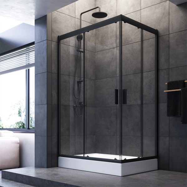 Душевой уголок AM.PM Gem 80x120x190 стекло прозрачное, профиль черный матовый (W90G-404-120280-BT)
