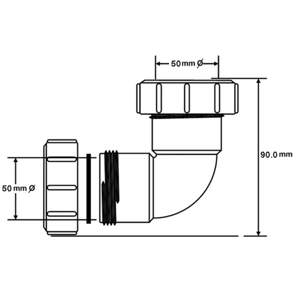 Отвод McAlpine 50*90 град. (белый) (50A-WH)