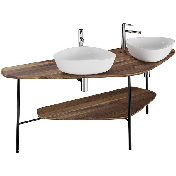 Cтолешница Vitra Plural 160 см под 2 раковины, массив, темный дуб (64043)