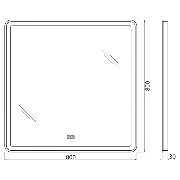 Зеркало с подсветкой BelBagno SPC-MAR 80x80 с подогревом (SPC-MAR-800-800-LED-TCH-WARM)